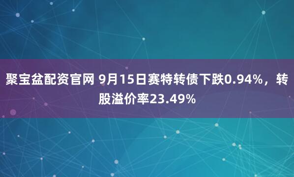 聚宝盆配资官网 9月15日赛特转债下跌0.94%，转股溢价率23.49%